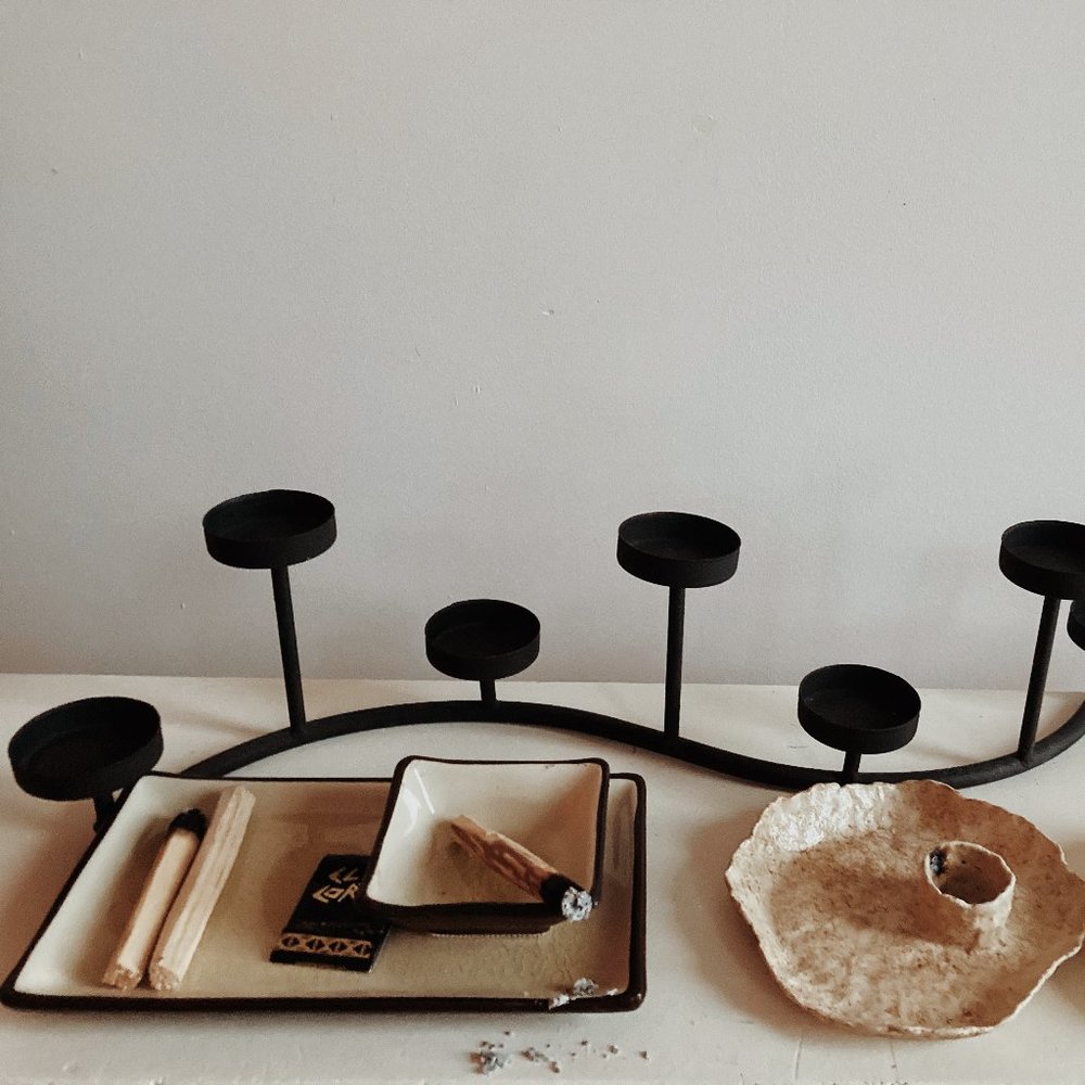 vintage wrought iron candle holder